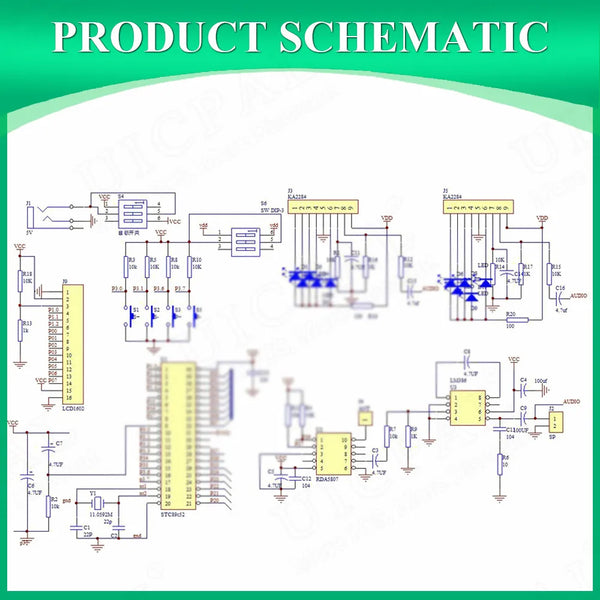 DIY FM Radio Electronic Kit Adjustable Frequency 87-108MHZ LCD1602 Display PCB Soldering Project Practice Solder RDA5807