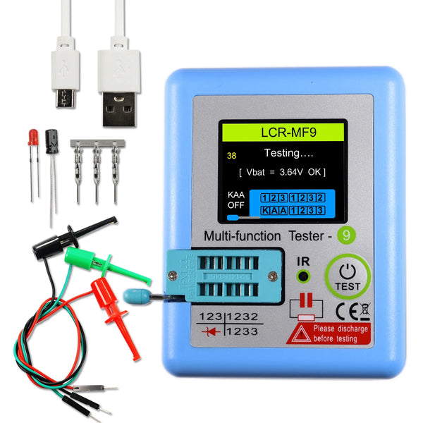 LCR-MF9 1.8" TFT LCD Display Multi-meter Transistor Tester Diode Triode Capacitor Resistor Test Meter MOSFET NPN PNP Triac MOS