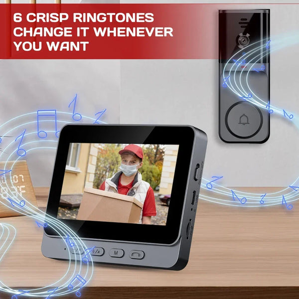 WiFi Wireless Intercom Smart Doorbell 4.3inch IPS Screen Video Security Camera Two-Way Intercom HD Surveillance Camera