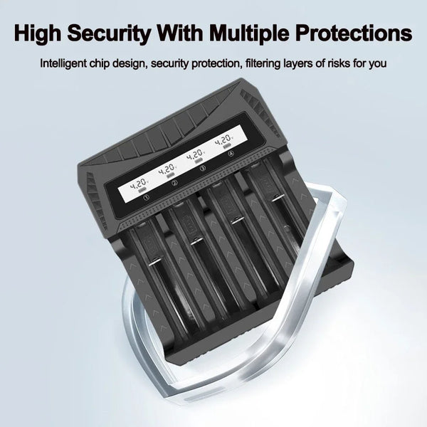 Intelligent LCD Battery USB Charger - 1/2/4 Slots for 18650 4.2V Li-ion & 1.2V Ni-MH AA/AAA Rechargeable Batteries