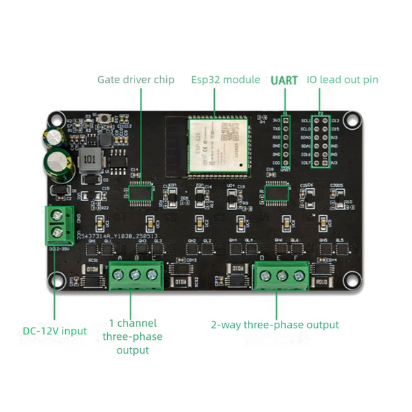 ESP32 Simple FOC Dual-way Brushless Motor Drive Board Onboard ESP32-WROOM-32E Module DC12V Brushless Motor Control Module