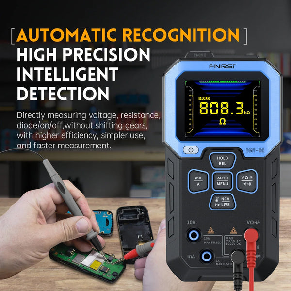 FNIRSI DMT-99 Digital Multimeter Current Voltage Tester tool 9999 Counts TRMS Rechargeable Auto-Ranging Volt Meter