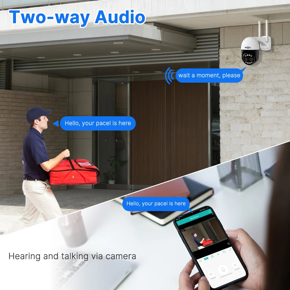 Hiseeu 4K 8MP Wifi PTZ Dual lens Camera Two-way voice AI Tracking Video Wireless Ip Surveillance Security Cameras