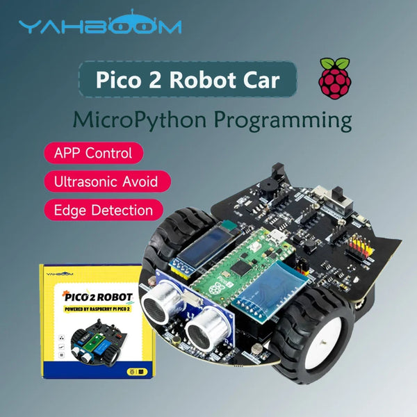 Yahboom Raspberry Pi Pico 2 Robot Car Kit Diy Electronic Coding Robot Kit Support MicroPython Programming APP Infrared Control