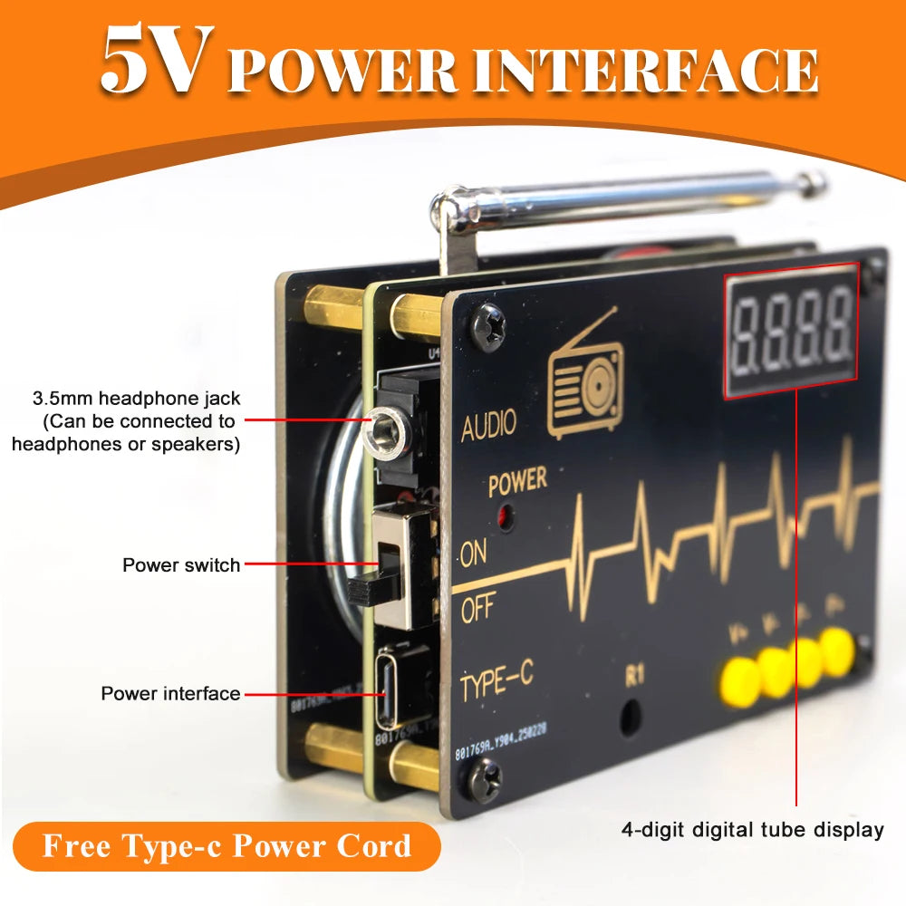 DIY Electronic Kit RDA5807M FM Radio 87-180MHz with Digital Tube Display STC15 Microcontroller Electronic Soldering Projects
