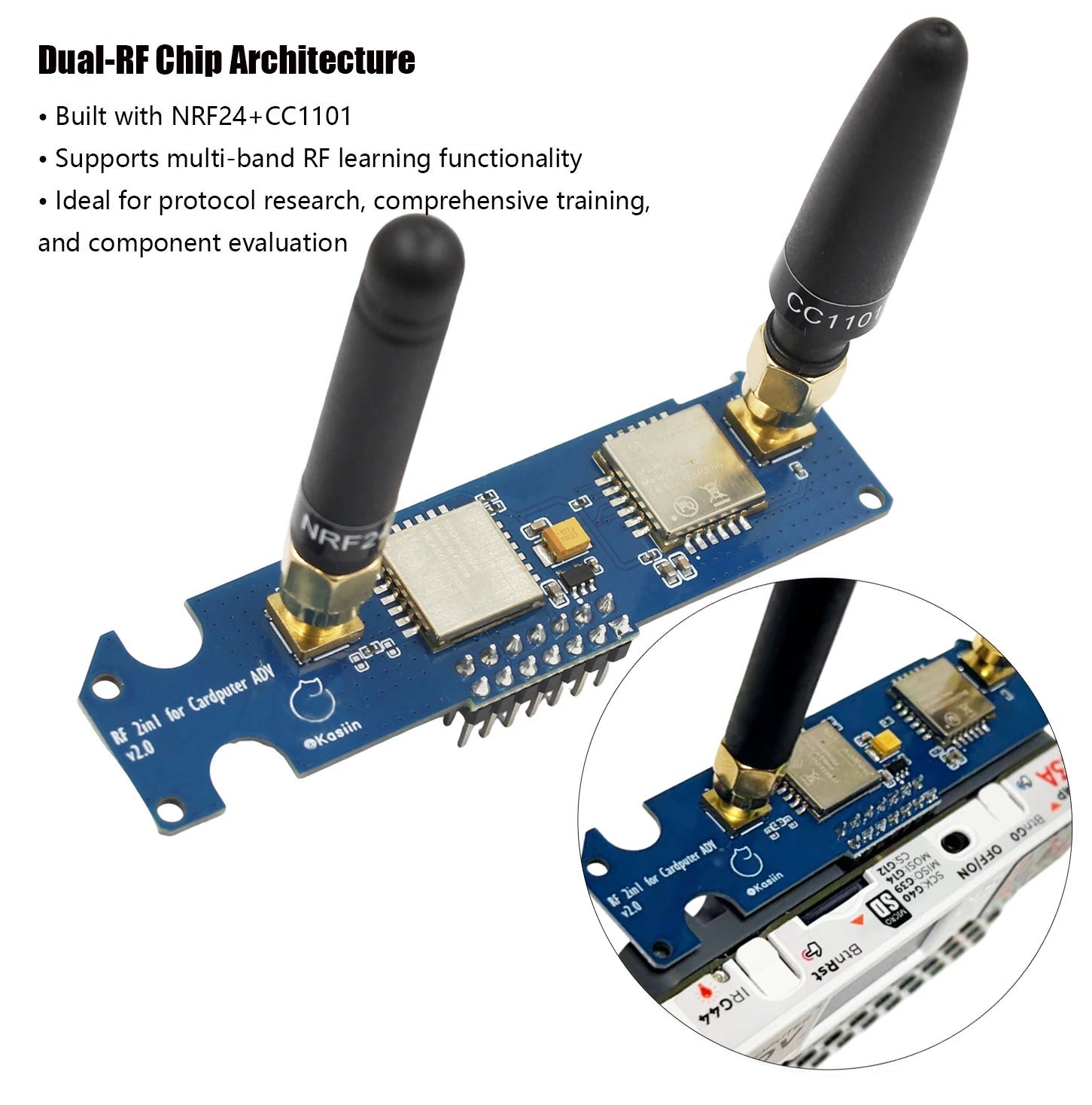 Upgraded 2-in-1 RF Module For M5Stack Cardputer ADV NRF24+CC1101 Compatible, 2.4GHz 433MHz Wireless Board, Enhanced Filtering