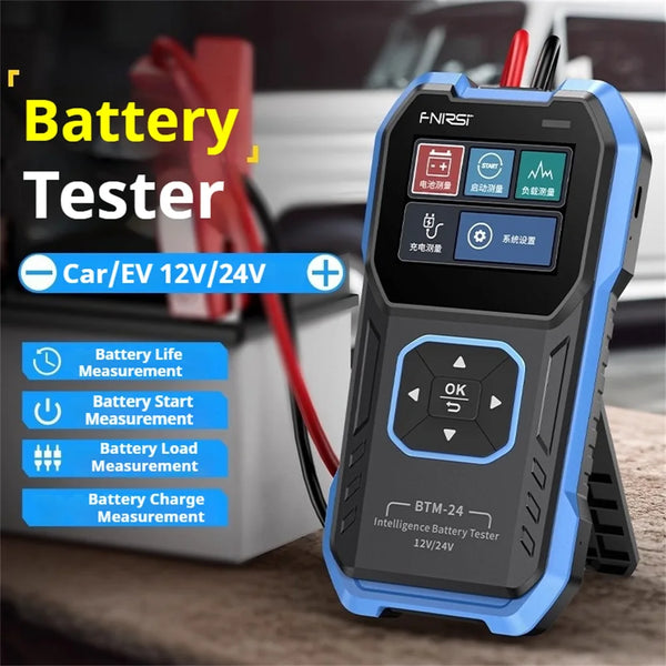 FNIRSI BTM-24 Automotive Car Battery Tester 12V/24V Voltage Capacity Tester with Overvoltage Protection 2.4-inch Color Screen