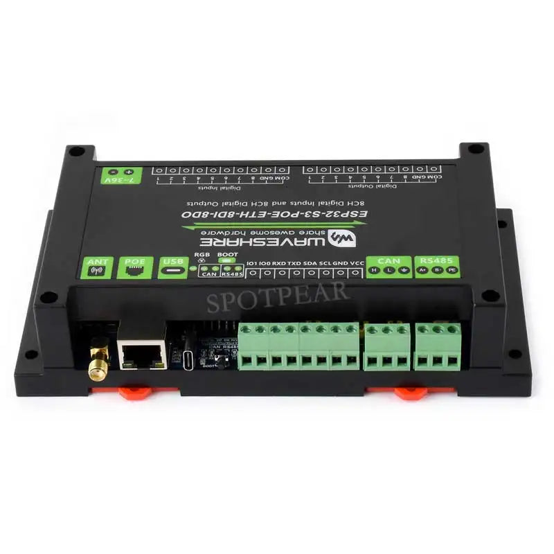 ESP32-S3 Industrial Control Board 8-Channel Controller with WiFi Bluetooth CAN IoT RS485 and RJ45 ETH interfaces POE