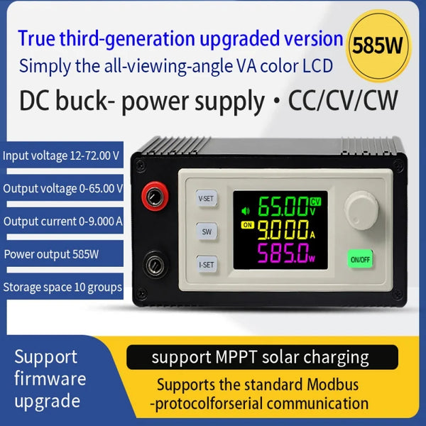 Convertidor reductor de CC XY6509X 65V 9A 585W Regulador ajustable CNC Módulo de carga solar CC CV Lab