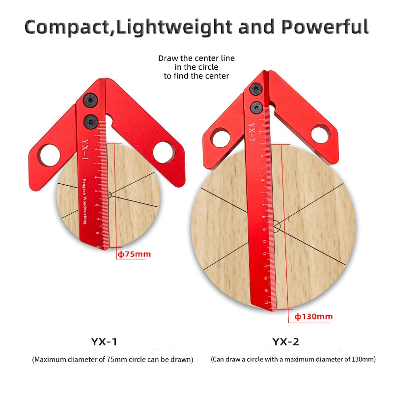 45/90 Degree Center Marking Gauge, Center Finder, Line Scriber, 45 Right Angle Measuring Tool, Woodworking Carpenter Ruler Tools