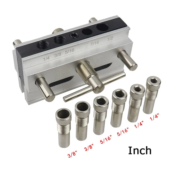 Quick Self Centering Doweling Jig Drill Guide Vertical Positioning Hole Puncher Metric / Inch Drill Bushing Woodworking Tools