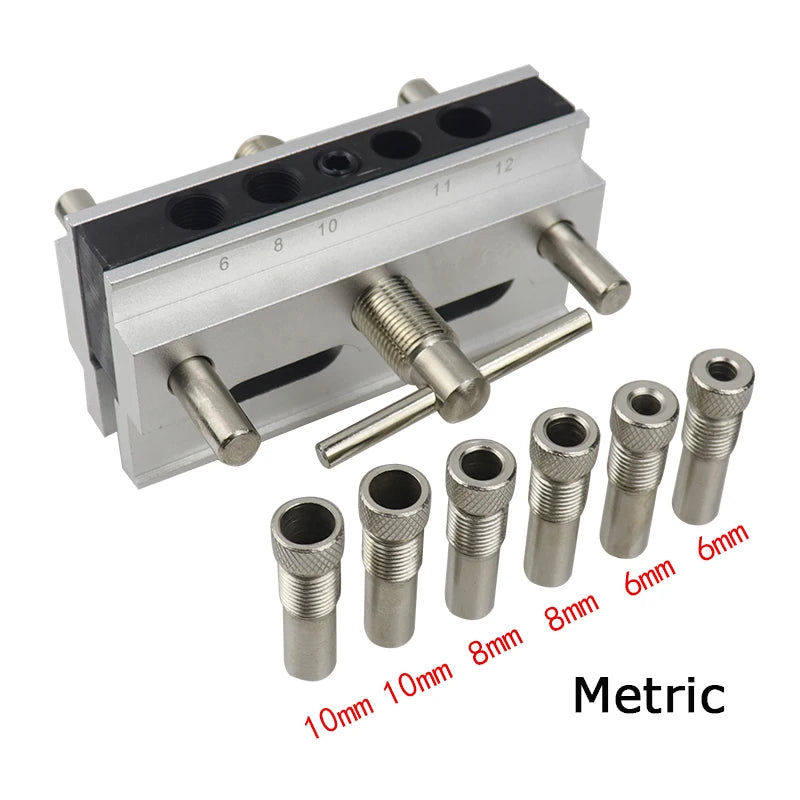 Quick Self Centering Doweling Jig Drill Guide Vertical Positioning Hole Puncher Metric / Inch Drill Bushing Woodworking Tools