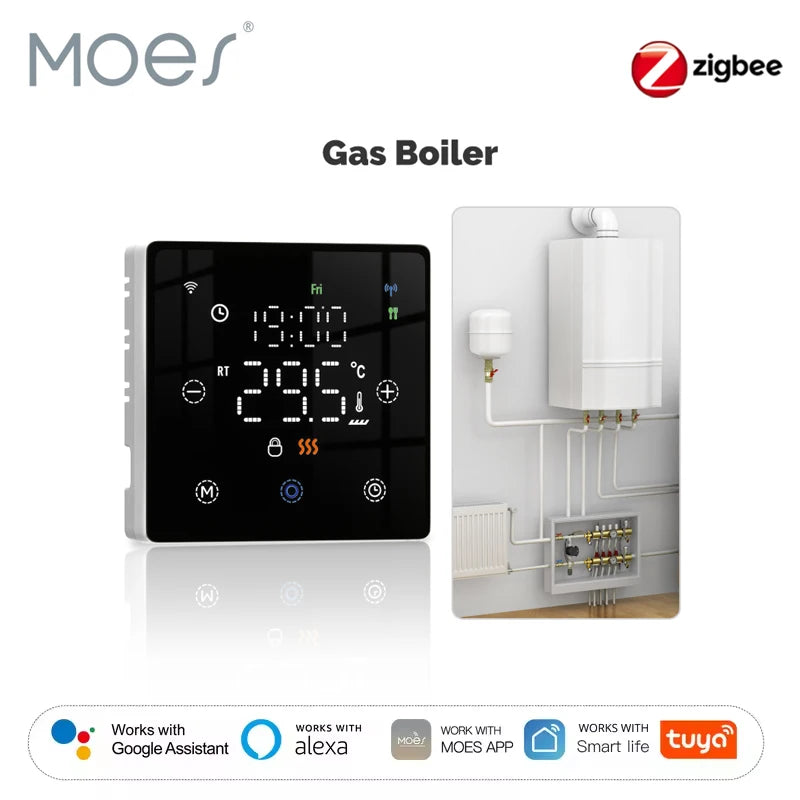MOES Tuya Smart WiFi/Zigbee Smart Thermostat Low Battery-Powered Gas Boiler Temperature Controller Work with Alexa Google Home