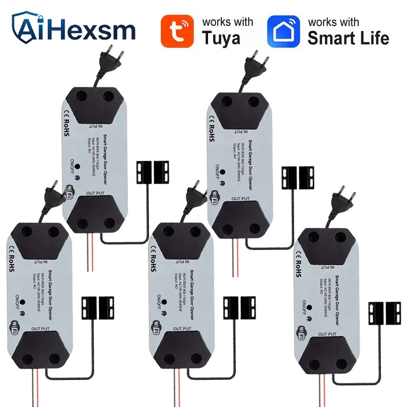 EU plug NEW TUYA WIFI Smart Garage Door Opener Controller Work with Alexa,Google Home,SmartLife,Tuya App Control,No Hub Required