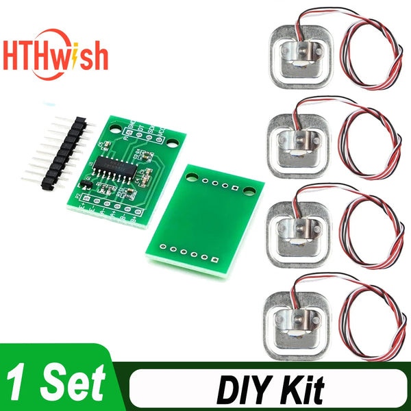 High Precision HX711 Load Cell Module with 4PCS 50kg Weight Sensors - DIY Electronic Scale Kit for Accurate Pressure Measurement