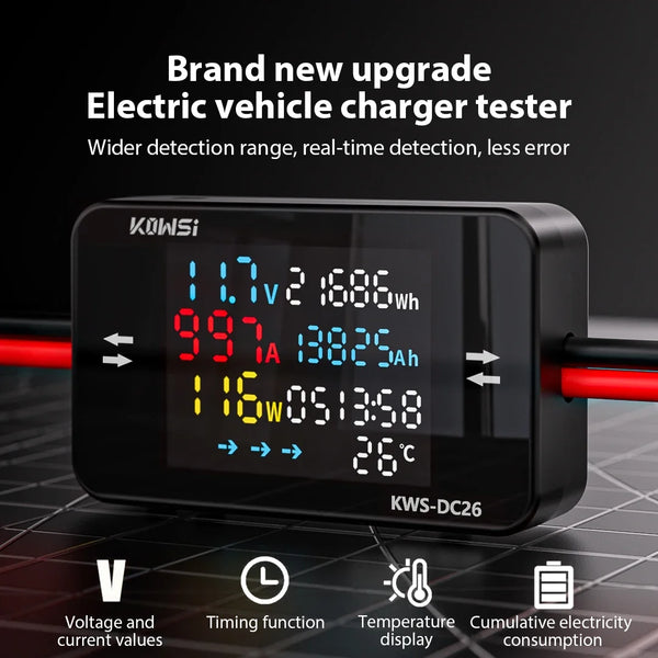 Battery Charging Tester Voltmeter Ammeter DC8-80V Voltage Current Power Test XT60 XT90 Interface For Electric Vehicle Motorcycle