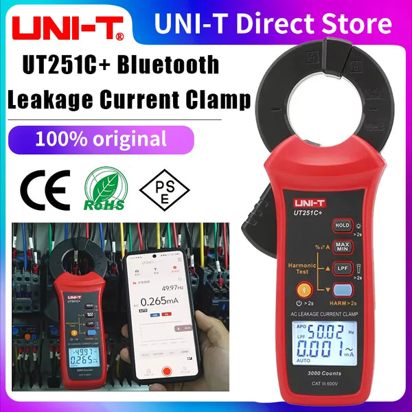 UNI-T UT251C+ Leakage Current Clamp Meter 60A AC Digital Ammeter Pliers True RMS PEAK Hold Bluetooth LPF product image