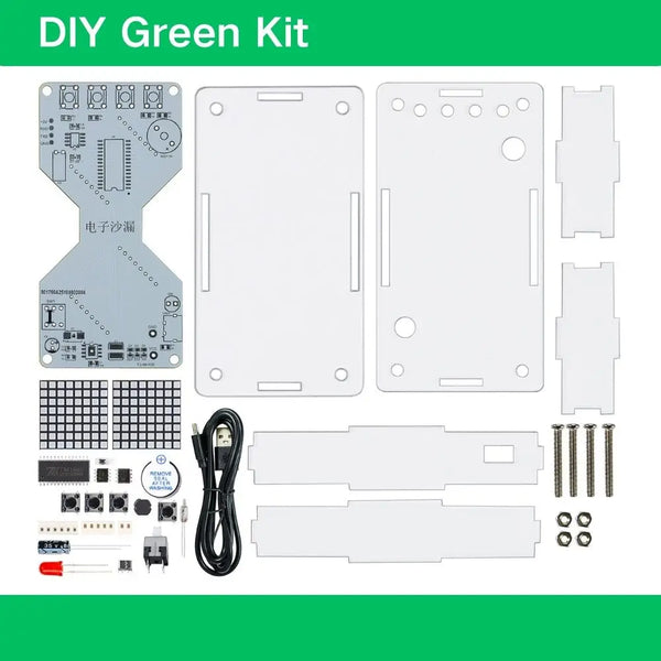 DIY Electronic Kit LED Dot Matrix Component Hourglass Gravity-Sensing Timer PCB Soldering Practice Kit Dual Power Supply DC5V
