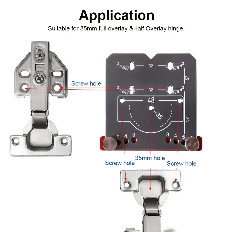 35mm Concealed Hinge Jig Kit Locator Drill Guide Set Margin Marker Hinge Hole Template Tools for Woodworking Cabinets Mounting