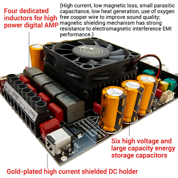 ZK-AS21P TPA3255*2 2.1 Channel Bluetooth Power Amplifier Board 300W+300W+600W High Power Low Noise Audio Power Amplifier Module