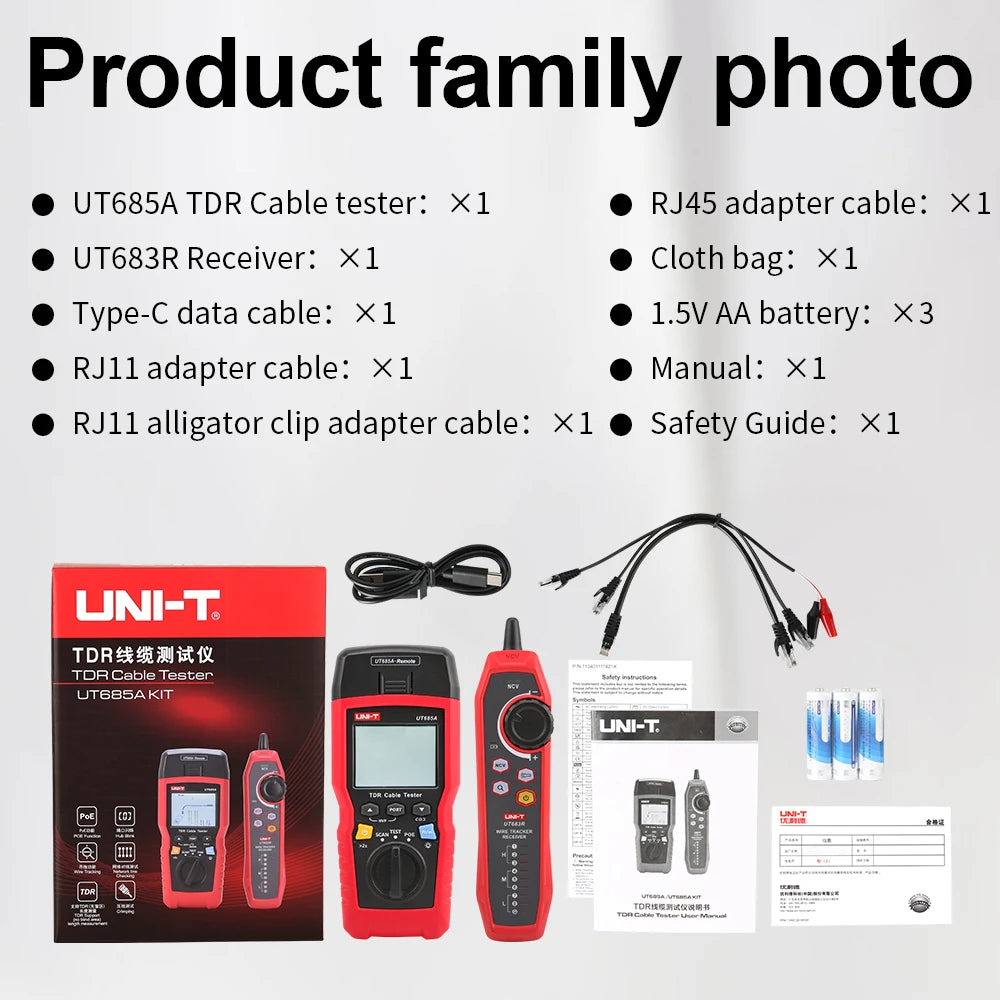 UNI-T TDR Cable Tester UT685A KIT Network Cable Locator Wire Tracker Detector LAN Tester for detail image 7