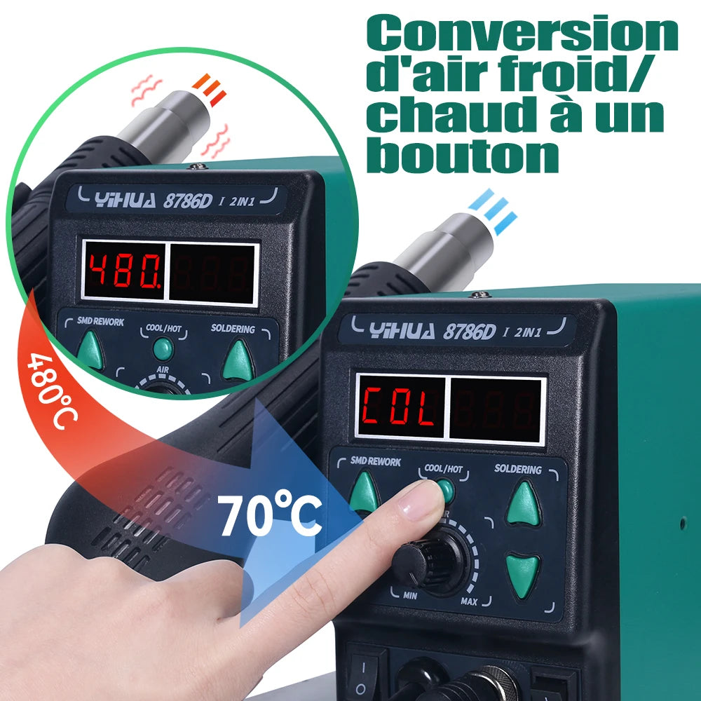 YIHUA 8786D Soldering Iron Hot Air Soldering Station DIY Digital Rework Station Phone Repair BGA SMD Solder Tool Welding Station