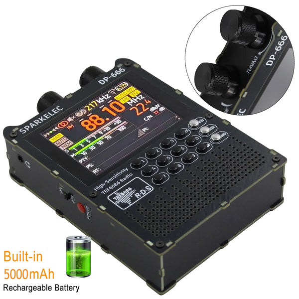 SPARKELEC DP-666 TEF6686 Full Band FM/MW/Short Wave HF/LW Radio Receiver IPS LCD Battery + detail image 5
