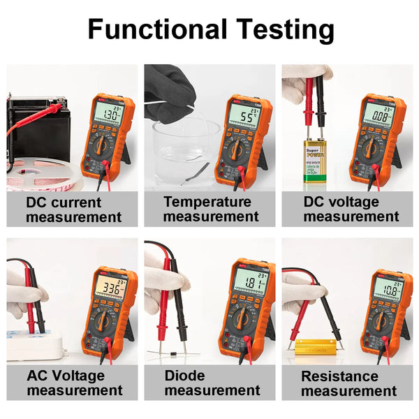 NJTY T58B T58C Inductance Digital Multimeter AUTO Range 9999 Counts  Voltage Current Capacitance LED Smart Backlit Large Screen