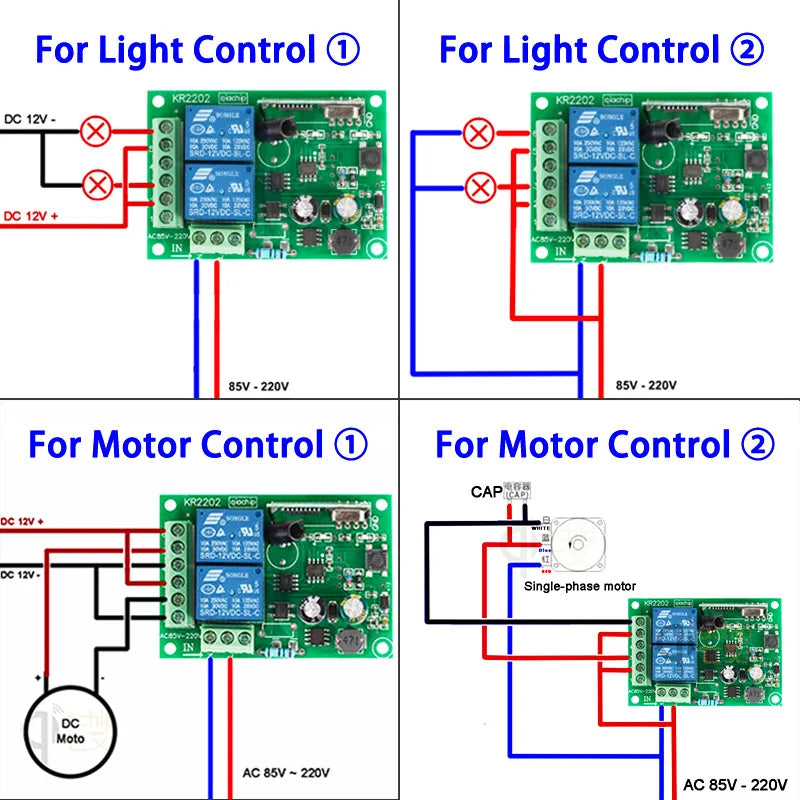 QIACHIP 433 MHz AC 110V 220V 2CH RF Remote Control Switch Controller + Universal RF Relay detail image 4