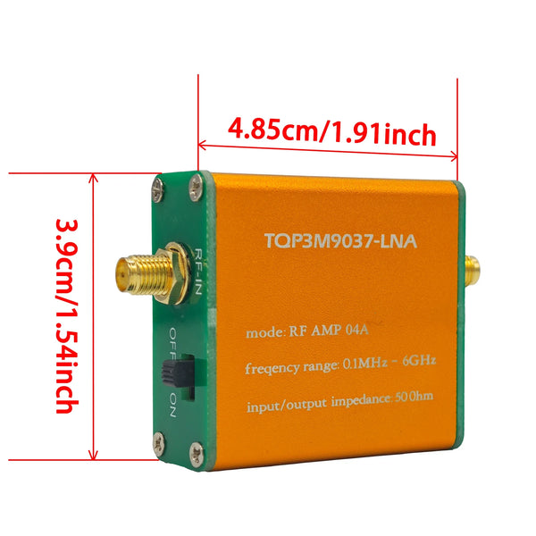 Módulo amplificador de RF TQP3M9037-LNA: amplificador de bajo ruido para un rango de frecuencia de 0,1 MHz a 6 GHz, amplificación de señal I2S2.