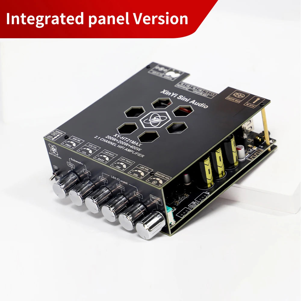 Módulo de audio Hi-Fi con control de graves/agudos, placa amplificadora Bluetooth de 2.1 canales XY-HT21MAX, alimentación de CC de 12-42 V, chip TPA3223, 200 W*2 + 400 W.