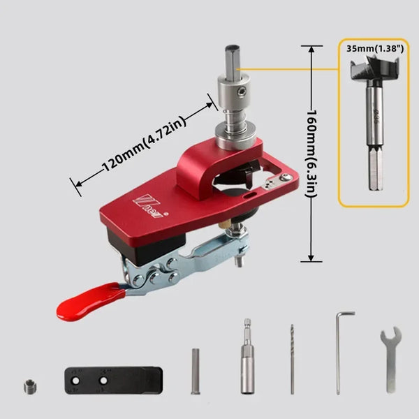 Woodworking Hinge Boring Jig 35mm  Hole Drilling Guide Locator with Fixture Alloy Hole Opener Template Hinge Door Cutout Tool