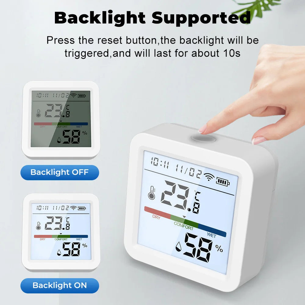 Tuya Smart WiFi Bluetooth Temperature Humidity Sensor Wireless Home Backlight Thermometer Hygrometer APP Remote Control Detector