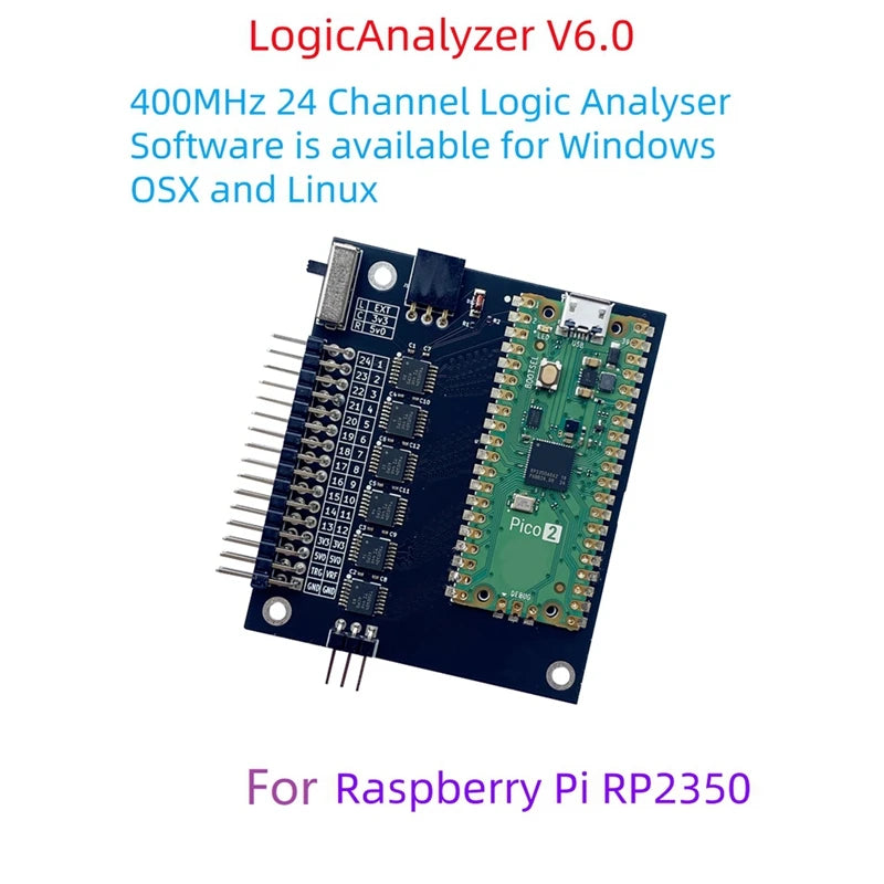 ABEZ Logic Analyzer V6.0 RP2350 Pico 2 400MHz 24 Channel Logic Analyser Software is Available for Windows, OSX and Linux
