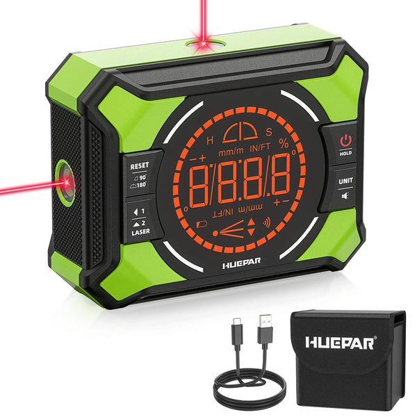 Huepar Digital Angle Gauge AG2L 3-1N-1 Digital Angle Gauge Magnetic with Laser Level Inclinometer for Dec product image