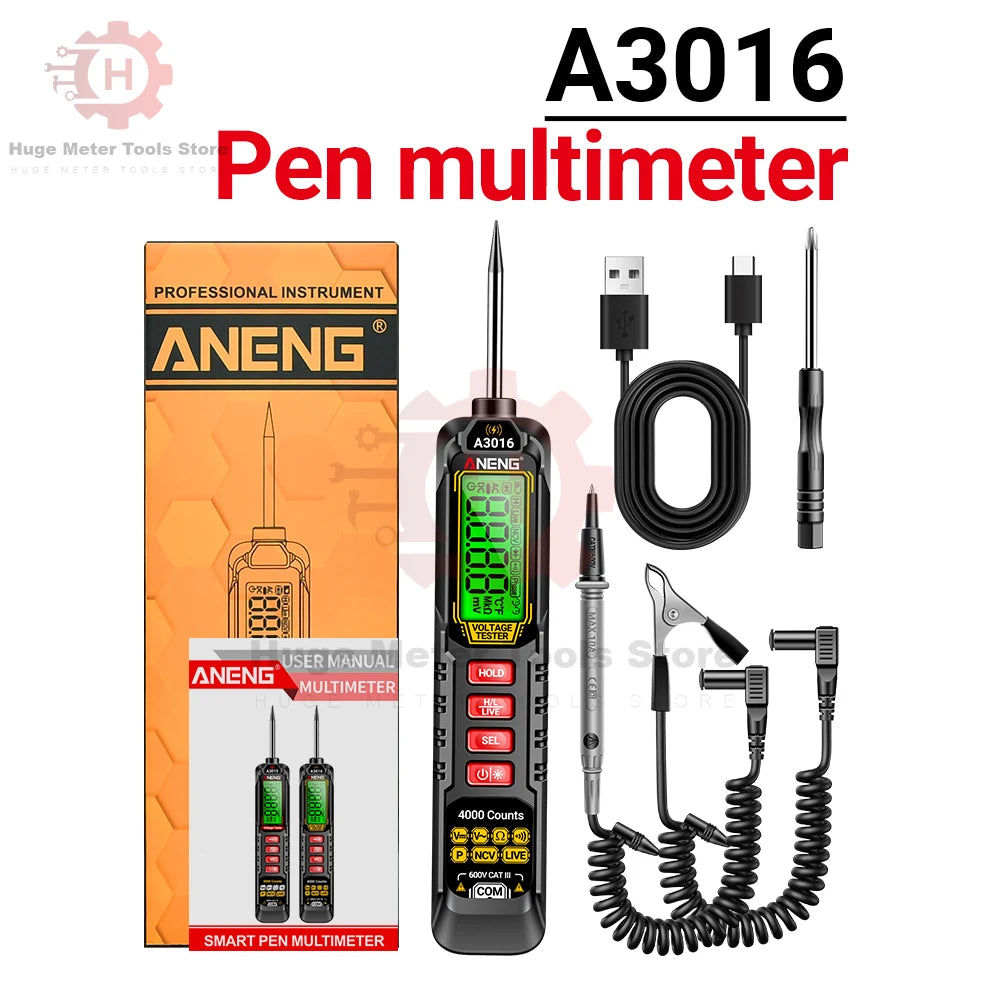 ANENG Digital Car Voltage Tester Pen AC/DC Voltage 600V Smart Non-Contact Auto Ohm Diode Tester Digital Multimeter For Tool