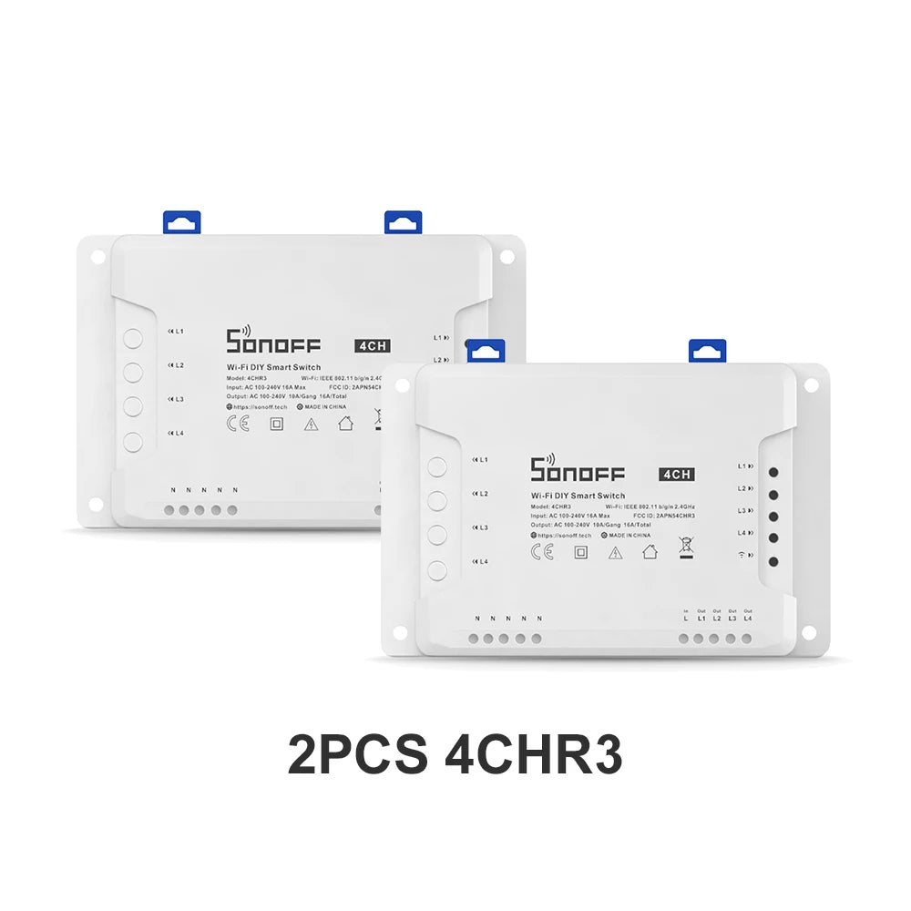 SONOFF 4CHR3 4CHPROR3 4-gang/4 Way Wifi Smart Switch 433mhz RF Control Smart Home Support Alexa Google Smartthings Alice eWeLink
