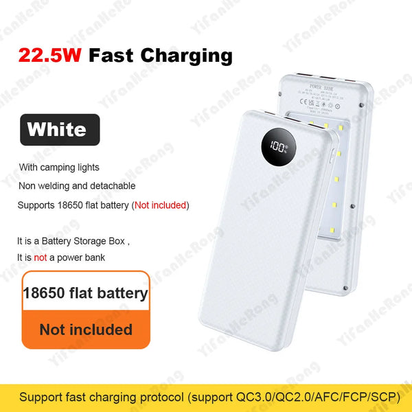 DIY Dual USB Type C Box 18650 Battery Power Case Digital Display for 8x18650 Battery Charging Outer Case QC3.0 PD22.5W Wireless