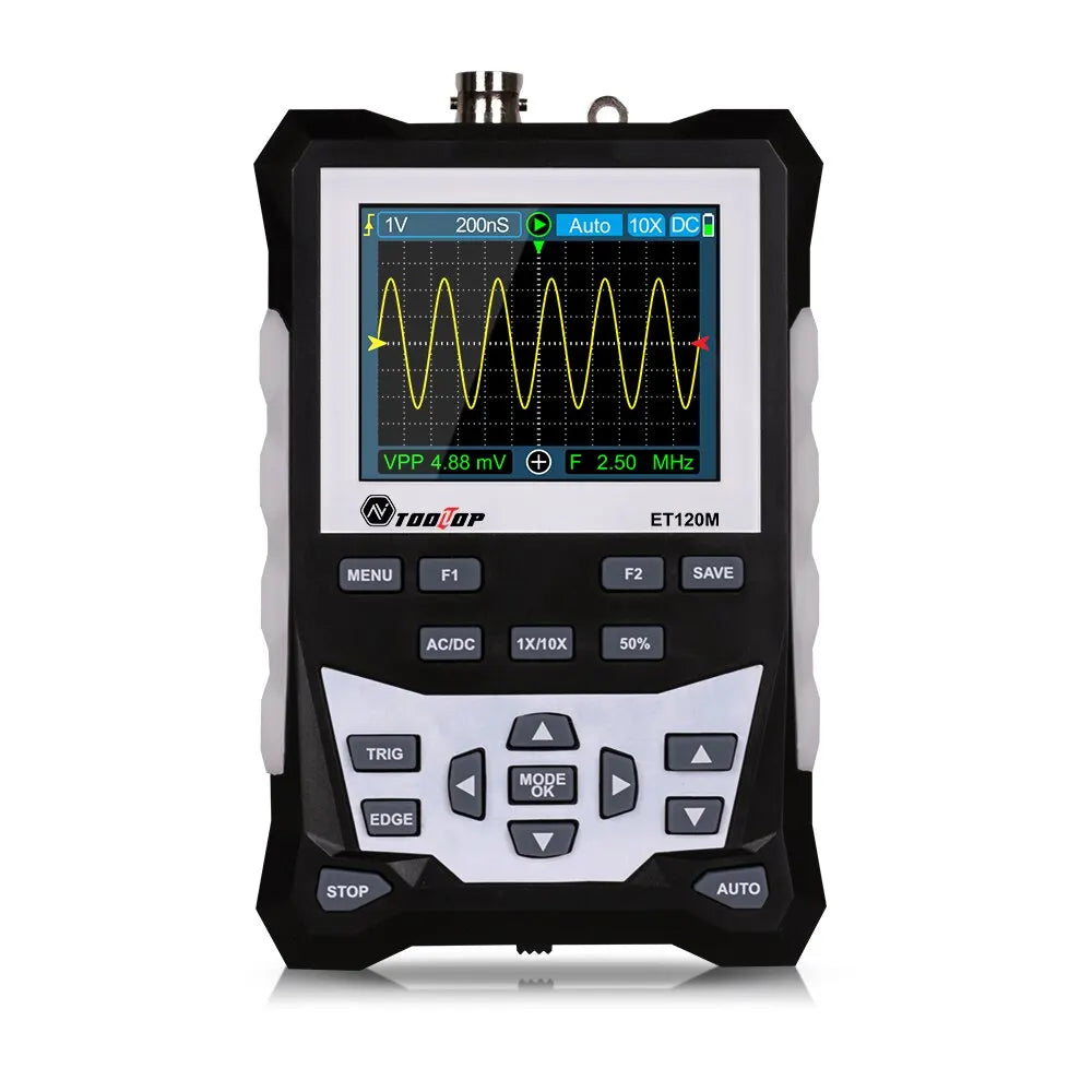 TOOLTOP ET120M 120MHz Handheld Digital Oscilloscope 1Mhz Square Wave Signal Output Auto Oscilloscope for Electrical Car Repair