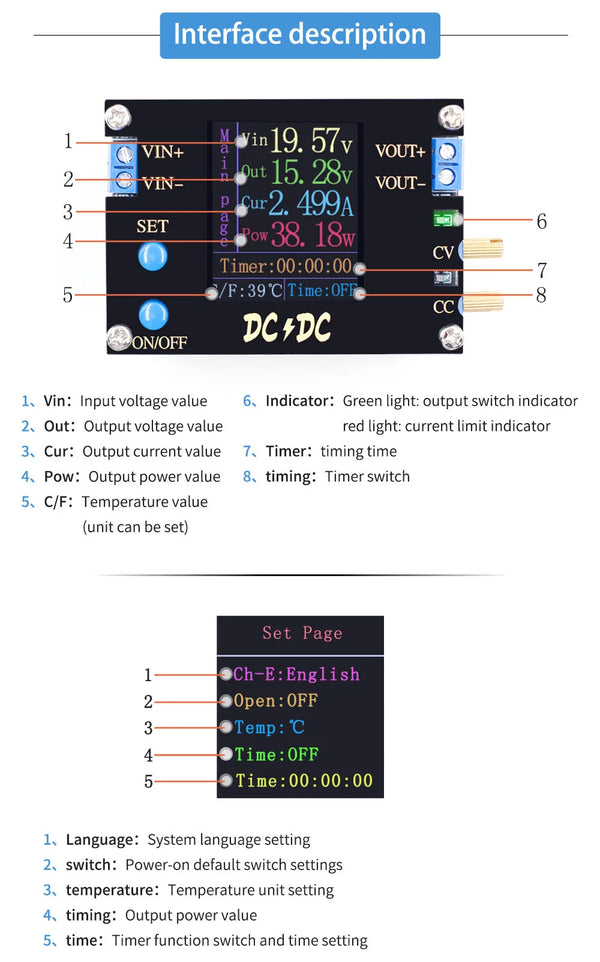 FNIRSI DC DC Automatic Boost/Buck Converter CC CV Power Module 0.5-30V 3A 35W/4A 50W Adjustable Regulated power supply Voltmeter