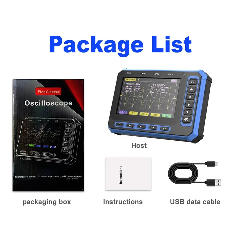 TOOLTOP OS-5C Five-channel Oscilloscope 1MHZ bandwidth 3M sampling rate Digital oscilloscope