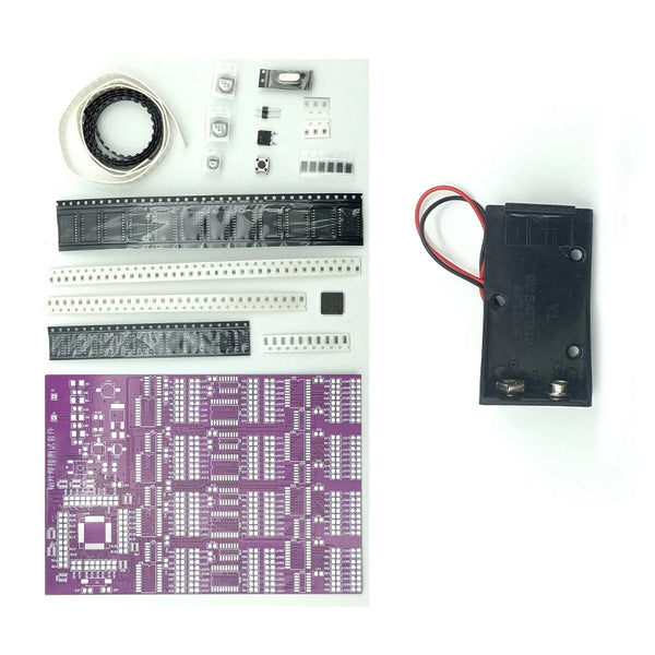 Kit di prova per la pratica di saldatura di componenti SMD 300 pezzi Circuito LED FR-4 Materiale PCB Lampeggiante sequenziale DC9V Multistrato El