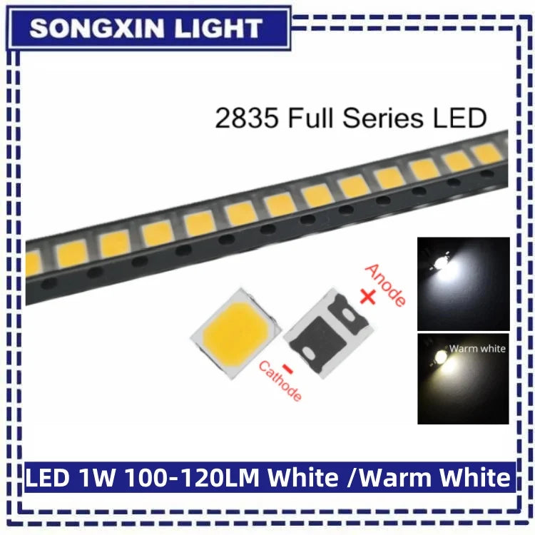 200PCS/LOT 2835 SMD 3V Pure White / Natural White / Warm White / Cool White LED 23-26LM Bright Lamp Beads product image