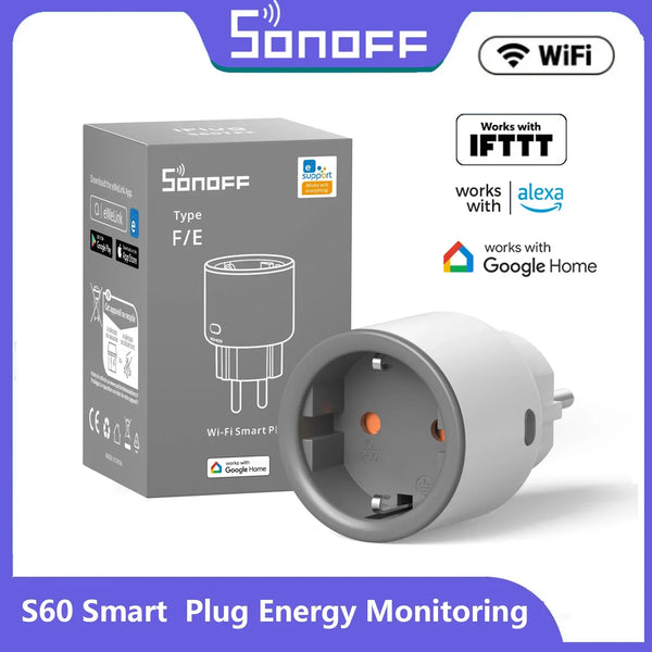 SONOFF S60 EU SONOFF Wifi Socket Wifi Smart Socket Overload Protection Timer Smart Scene Remote Control Via EWeLink Home IFTTT