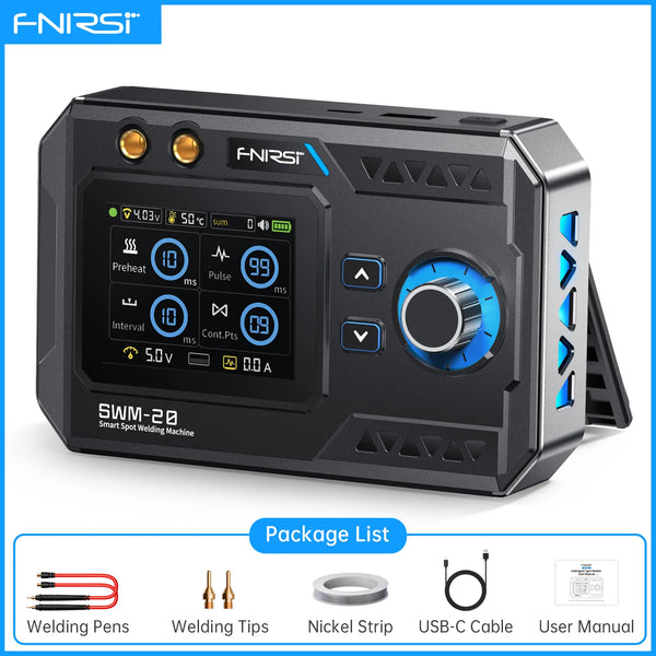 FNIRSI SWM-20 Portable Spot Welder Double Pulse Battery Welding Machine 18650 Battery DIY Pack Welding Tool 0.5mm Nickel Chip