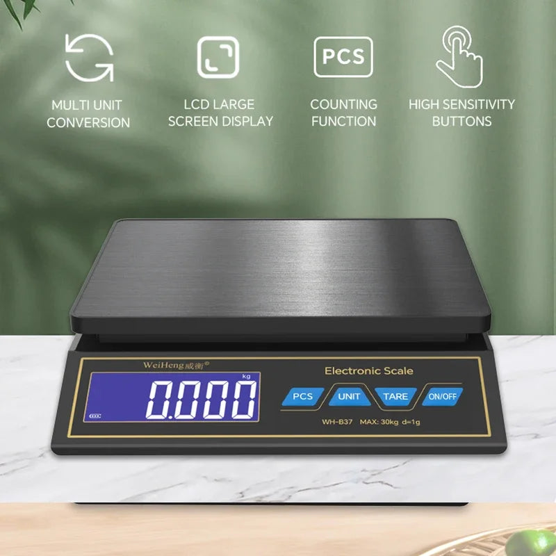 30kg/1g Digital Kitchen Scale Household Electronic Food Scale Rechargeable LCD Display detail image 6