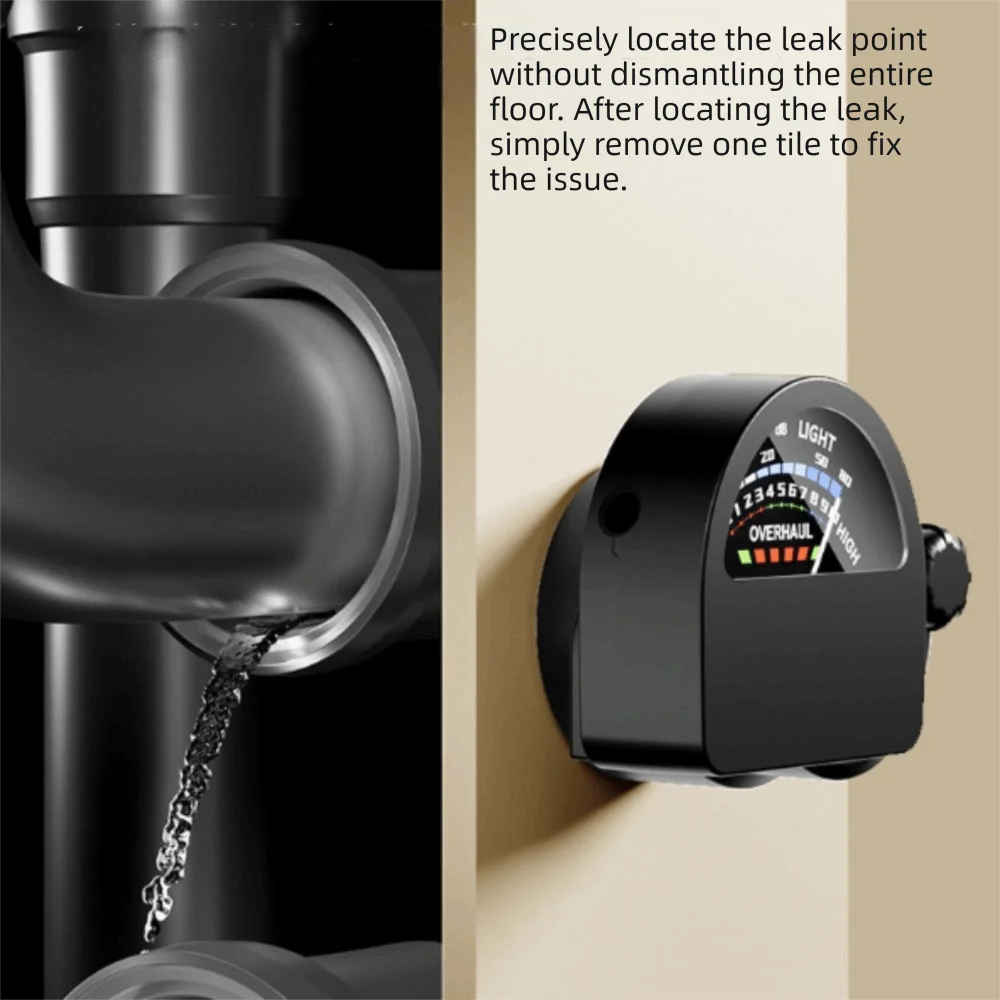 High Sensitivity Leak Detector Sound Frequency Pointer Detection Strength Scale Water Leak Detection Portable Display