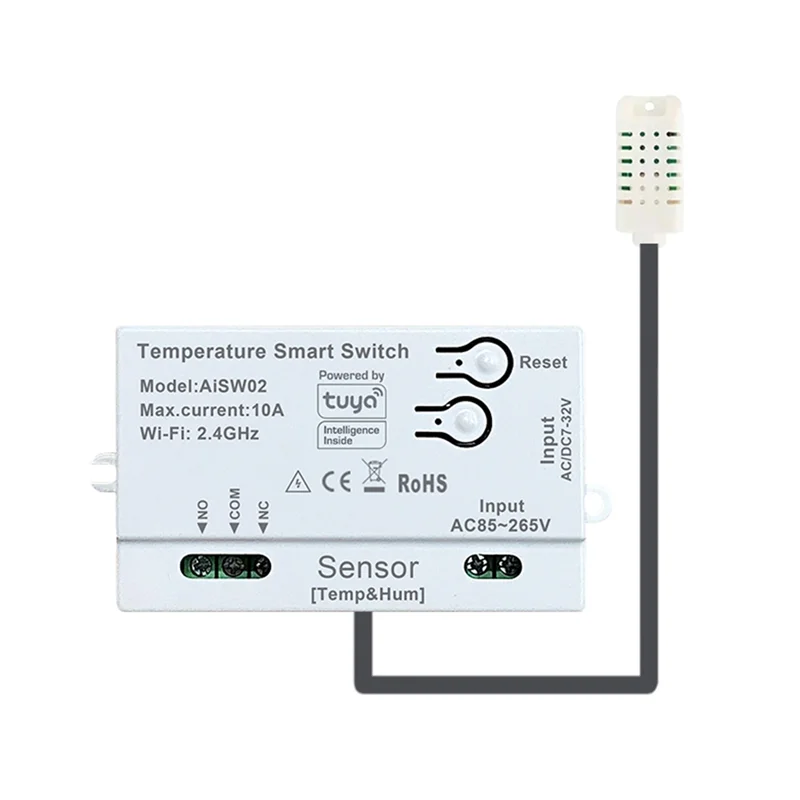 Interruttore con sensore di temperatura e umidità Wi-Fi Smart Tuya B29C con sonda esterna per un monitoraggio affidabile