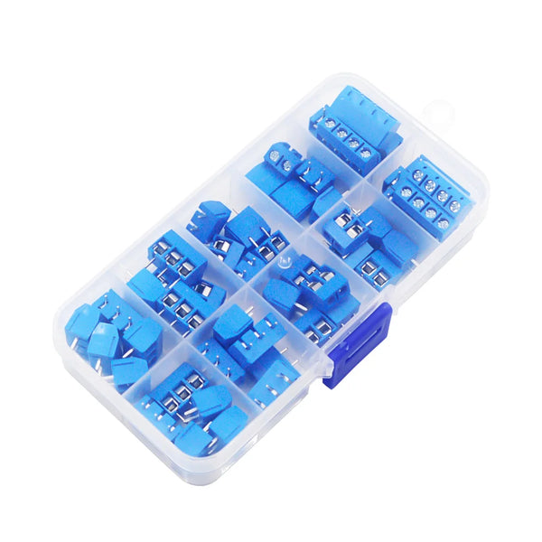 50Pcs/BOX Green Blue Pitch 5.0mm Straight Pin 2P 3P Screw PCB Terminal Block Connector 10A 300V 24-18AWG