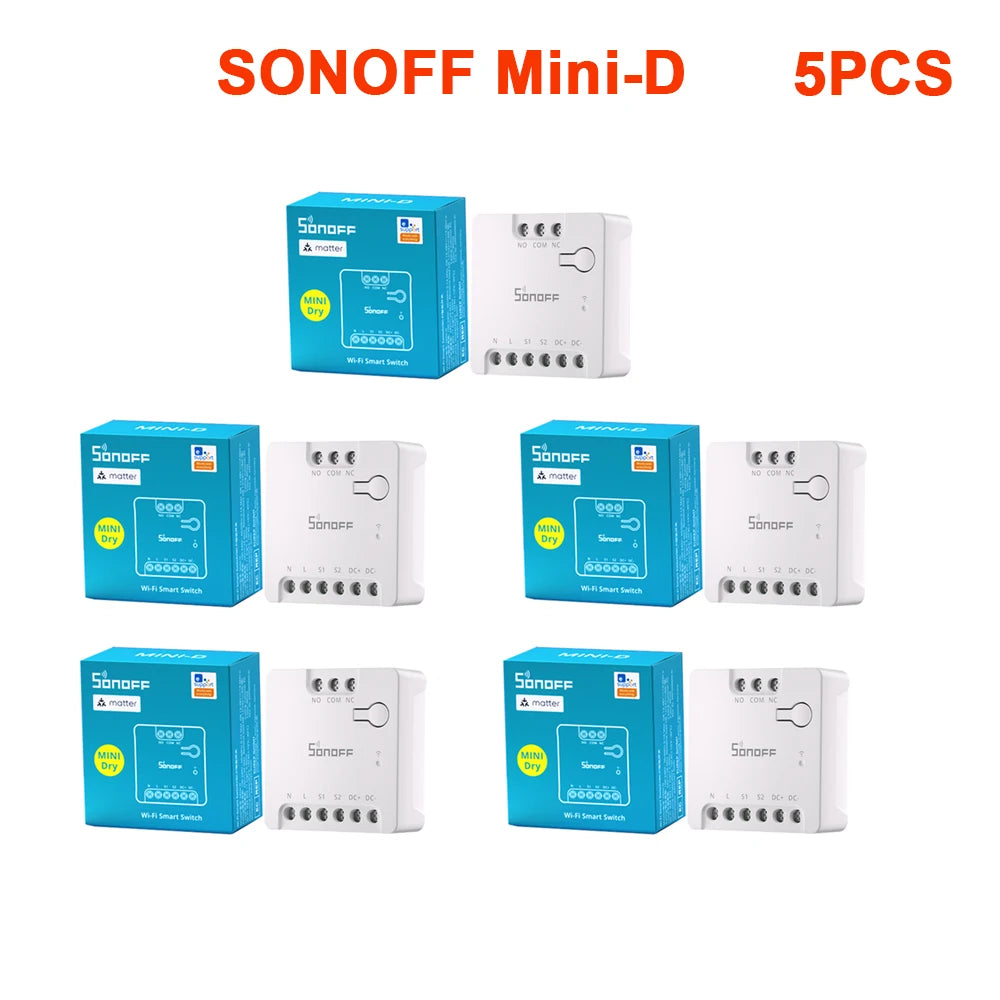 SONOFF MINI-D MINI Dry WiFi Smart Switch Dry Contact AC/DC Matter Switch For Garage Door Work with Alexa Google Home Homekit